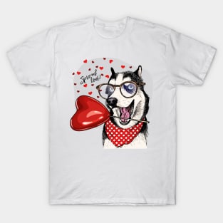 siberian husky spread love T-Shirt